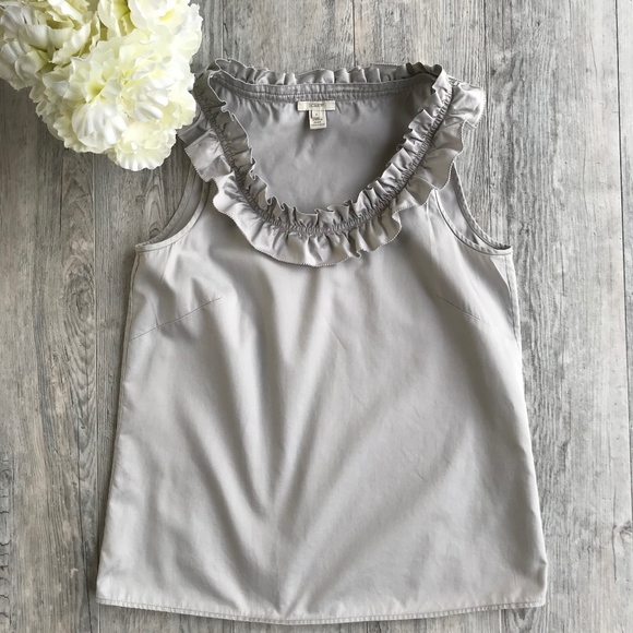 J. Crew Cotton Ruffle Tank - Stone Size- 6 - Picture 2 of 8